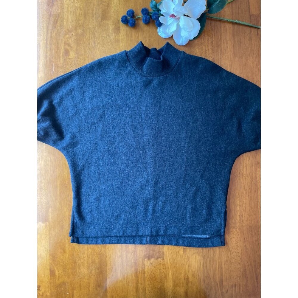 Banana Republic Womens Mock Neck Dolman Sleeve Sweater Sz S Dark Gray Athletic